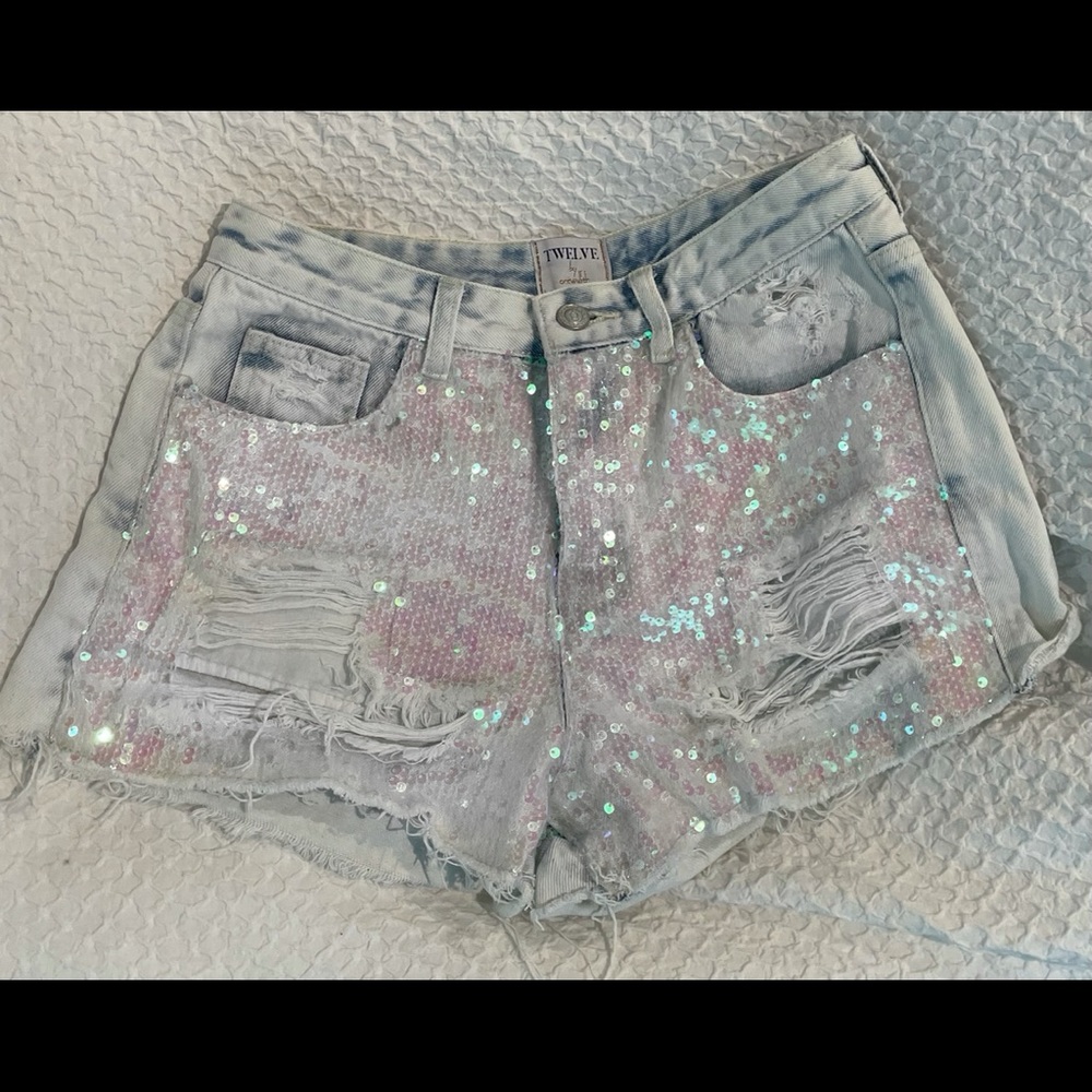 twelve by ontwelfth sparkly jean shorts